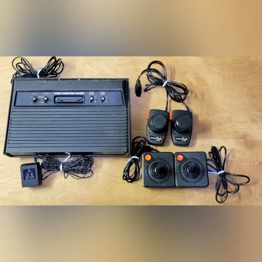 Atari Black Video Game Console with Controllers
